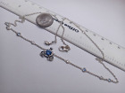 "cinderella" Ale Pandora 925 W/blue,white Cz Pendant Rolo Link Necklace 14-18"