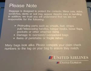 United Airlines Baggage Bag Room Sign - A Must For The United Collector - Picture 1 of 1
