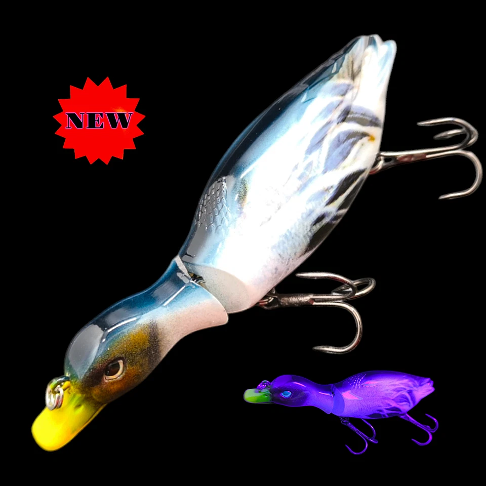 Twitchbait Ente 13cm UV Swimbait Wobbler Night Bait Kunstköder Raubfisch Zander - Bild 1 von 1