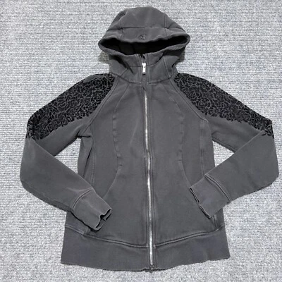 Sudadera con Capucha Lululemon Para Mujer Talla 8 Negra Floral Cremallera Completa Pesada Suéter Chaqueta Foto 1 de 4