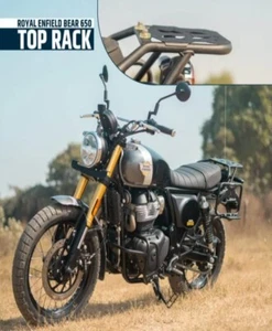 "TOP RACK WITH PLATE, BLACK" FIT FOR ROYAL ENFIELD BEAR 650 - Picture 1 of 5