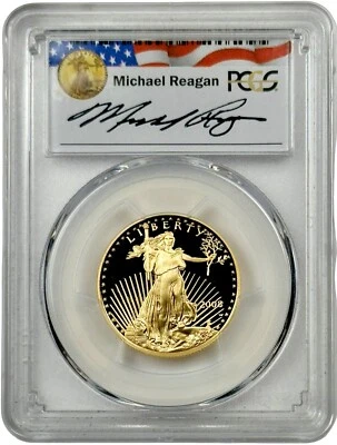 American Eagle 2008 W oro $25 firmado por Reagan Legacy 1/2 oz prueba graduación profesional PR 69 DCAM Foto 1 de 2
