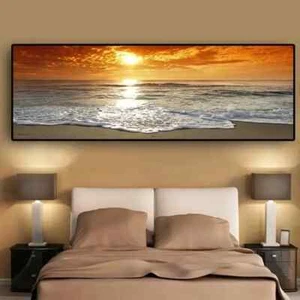 Waves and Beach Landscape Posters Prints Picture Canvas Painting Wall Art - Picture 1 of 3