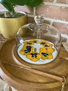 Vintage Goodwood Wood Cheese Board Tray With Lid Floral Retro Japan MCM 60s 70s