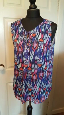 Gap size M sleeveless chiffon top in purple aztec - Image 1 of 4