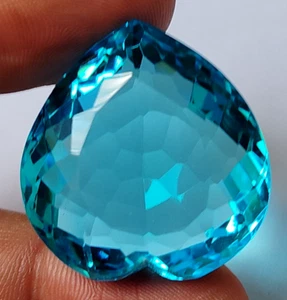 AAA+ Large Sky Blue Topaz 85.70 CT Heart Shape Loose Gem for Women/Girl Jewelry - Picture 1 of 8