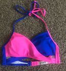 Victoria Secret Pink Bikini Swim Top Pink Blue Criss Cross Size  Small