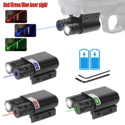 Tactical LED Rifle Flashlight Blue Red Green Dot Laser Sight Combo for 20mm Rail - Image 1 of 4