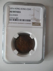 1876 HONG KONG QV 1c 1876 graded by NGC AU Details Rare - Picture 1 of 3
