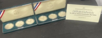 2 1994 U.S. Veterans Commemorative Silver Dollars  2/3 Coin Proof Sets With COA - Image 1 of 4