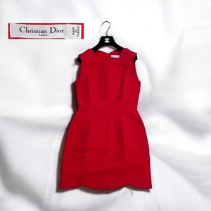 DIOR Christian Dress Silk Red 38 Tag - Picture 1 of 13