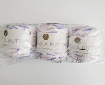 (3- Pk) Lion Brand Chenille Yarn - Cute As A Button Pink Purple "Madeline" NEW  - Image 1 of 4