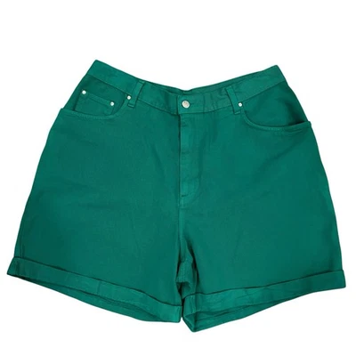 Gitano Denim Jeans Shorts 34 20W Jungle Green Cuffed Emerald 80’s 90’s Vintage - Image 1 of 4
