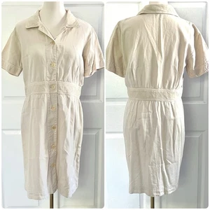 Vintage Johnny Was Beige Knopfleiste Kragen Minikleid Damen Gr. L Stickerei - Bild 1 von 6