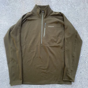 Patagonia MARS R1 Flash Olive Green Polartec Pullover Fleece Mens 2XL XXL - Picture 1 of 9