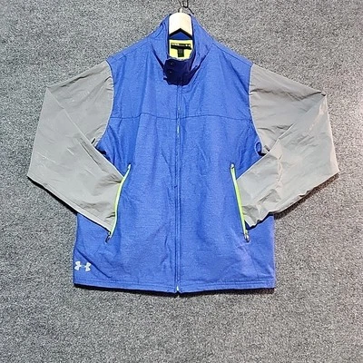 Under Armour UA Performance Mens Large Blue Full Reflective Running Jacket - Image 1 of 4