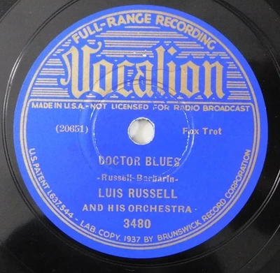 LUIS RUSSELL Doctor Blues, Savoy Stomp VOCALION 78 RPM 3480 vintage jazz record - Image 1 of 4