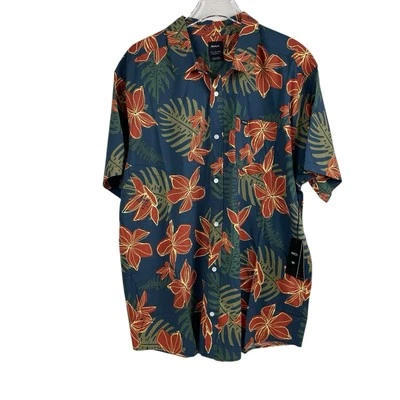 Camisa de manga corta con botones RVCA Wild Hibiscus para hombre talla XXL NUEVA CON ETIQUETAS PRECIO DE VENTA SUGERIDO POR EL FABRICANTE $60 Foto 1 de 4