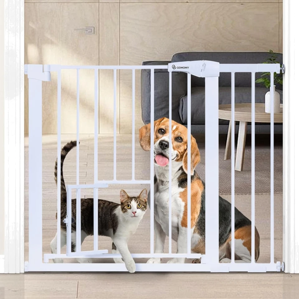 Türschutzgitter, Katzenklappe, Treppenschutz, auto close, 75-103cm, Weiß - Bild 1 von 1