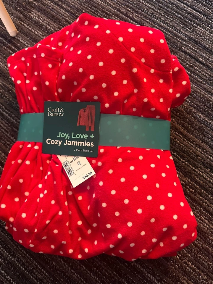 *NWT* Croft & Barrow  XS Pj Set Red  White Polka Dot Joy, Love, & Cozy Jammies - Image 1 of 1