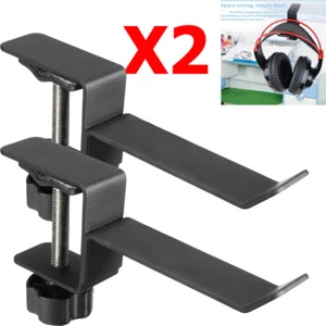 2PK Headphone Mount Hanger Adjustable Stand Holder Hook Under Desk Headset Clamp - Picture 1 of 11