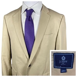 J Crew Thompson Suit Jacket Men's 46R Chino Khaki Cotton Beige Two Button Blazer - Picture 1 of 15