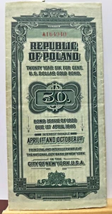 $50.00 POLISH STOCK CERTIFICATE - Picture 1 of 2