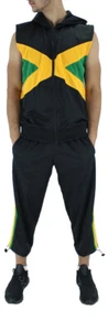 🔥 Conjunto de chaqueta con capucha y pantalones cortos 3/4 de diseñador para hombre - Diseño Jamaica🇯🇲 - Imagen 1 de 5