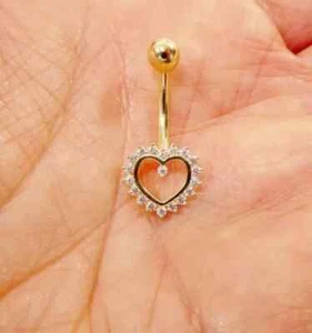 1Ct Round Cut Lab-Created Diamond Belly Button Navel Ring 14K Yellow Gold Plated - Picture 1 of 6
