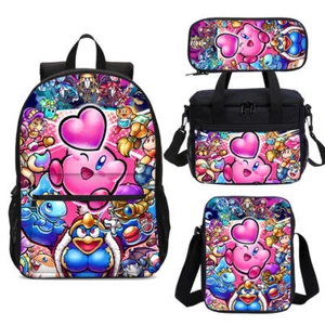 Cute Kirby Cartoon Girls Large School Backpack Insulated Lunch Bag Pen Pouch Lot - Bild 1 von 19