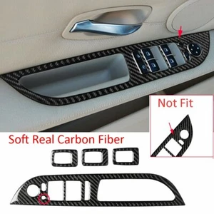 Carbon Fiber Door Window Lift Switch Button Cover For BMW 5 Series E60 2008-2010 - Foto 1 di 9