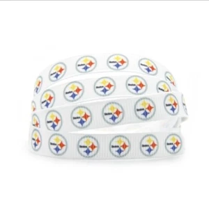 `3/8 INCH Steelers GROSGRAIN RIBBON Hair Bow Supplies Pittsburgh Football 011906 - Picture 1 of 1