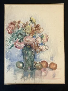 Edward Charles Prust British Ink Still Life Flowers Watercolor 18+14’ - Picture 1 of 5
