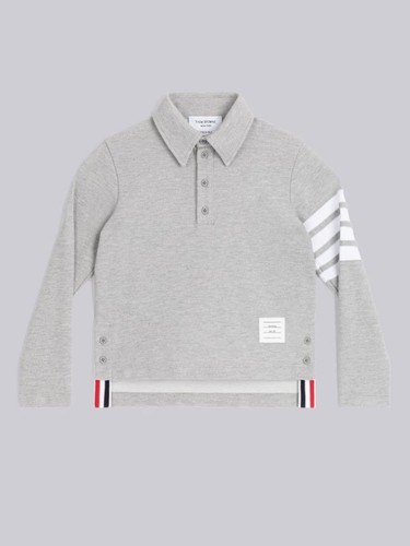 Polo a maniche lunghe Thom Browne grigia Varsity piqué taglia 1 Small