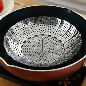 Vegetable Food Steamer Basket Folding Steaming Cooking Metal Stainless Steel - Picture 1 of 11