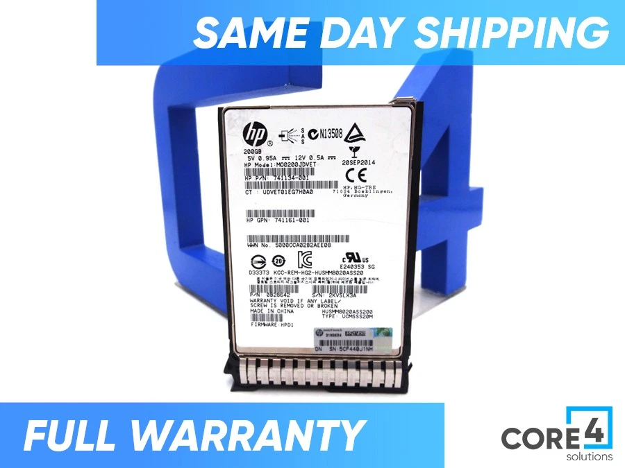 HP 741224-001 200GB 12G ME SFF EM SC SAS SSD - 741138-B21, 741162-001 - Image 1 of 1