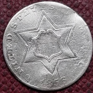 1856 Three Cent Piece 3c Silver Trime Better Grade XF Details #96642 - Picture 1 of 2