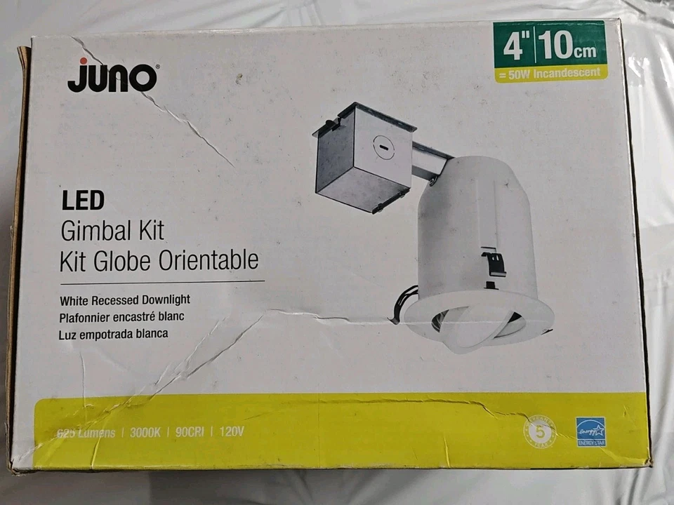 Juno 4" LED Gimbal Kit White Recessed Downlight 625 Lumens 3000k 120v