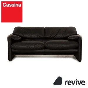 Cassina Maralunga Cuir Deux Places Noir Canapé Manuel Fonction - Bild 1 von 9