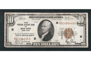 1929 $10 Dollar National Currency Note New York, Ny.. 1929 obsolete...Rare..L👀k - Picture 1 of 13