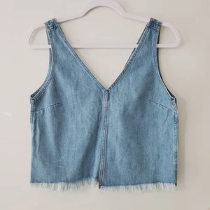 Able Denim Raw Hem Cropped Tank Festival Wear Size Small - Picture 1 of 12