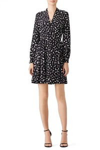 Kate Spade $398 Size 00 Black Ivory Blot Dot Dress Long Sleeve Excellent Pre-own - Picture 1 of 4