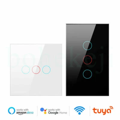 WiFi Smart Light Switch Glass Panel Touch Sensor Voice Work with Alexa Tuya CA - Image 1 of 4