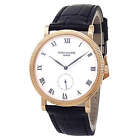 Patek Philippe Calatrava 18k Rose Gold Leather Manual White Mens Watch 3919R-001