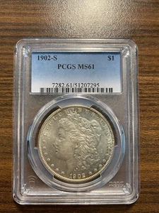 1902-S Morgan Silver Dollar $1 PCGS MINT STATE 61 MS 61 RARE KEY DATE - Picture 1 of 4