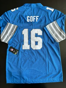 Jared Goff #16 Men's On Field Detroit Lions Blue Jersey LARGE - NWT - Picture 1 of 2
