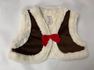 Gymboree WINTER CHEER Brown Faux Suede Ivory Furry Crop Vest S 5 6 Darling! - Picture 1 of 3