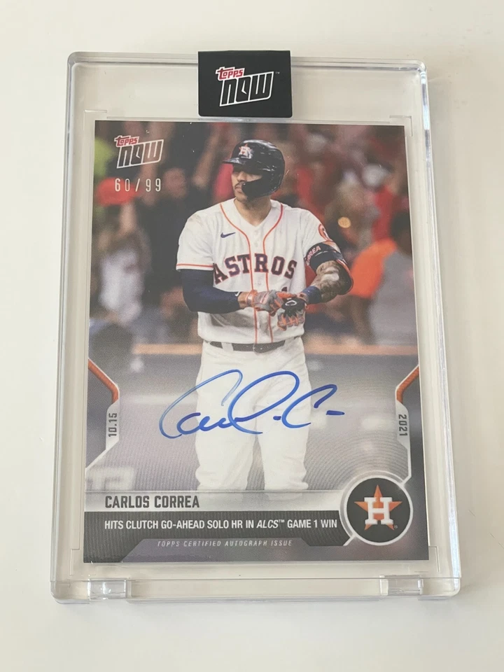 2021 Topps Now 974 Carlos Correa 10/15/22 Astros ALCS Signed AUTO Autograph #/99 - Image 1 of 4