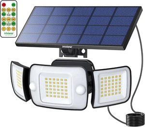 Solar Lights Outdoor, 3 Head Solar MotionSensor Lights for Outside, lP65 Waterpr - Picture 1 of 6