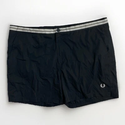 Pantalones Cortos Fred Perry De Colección Para Hombre XL Forrados de Malla Negro Botón Cremallera Cordón Foto 1 de 4